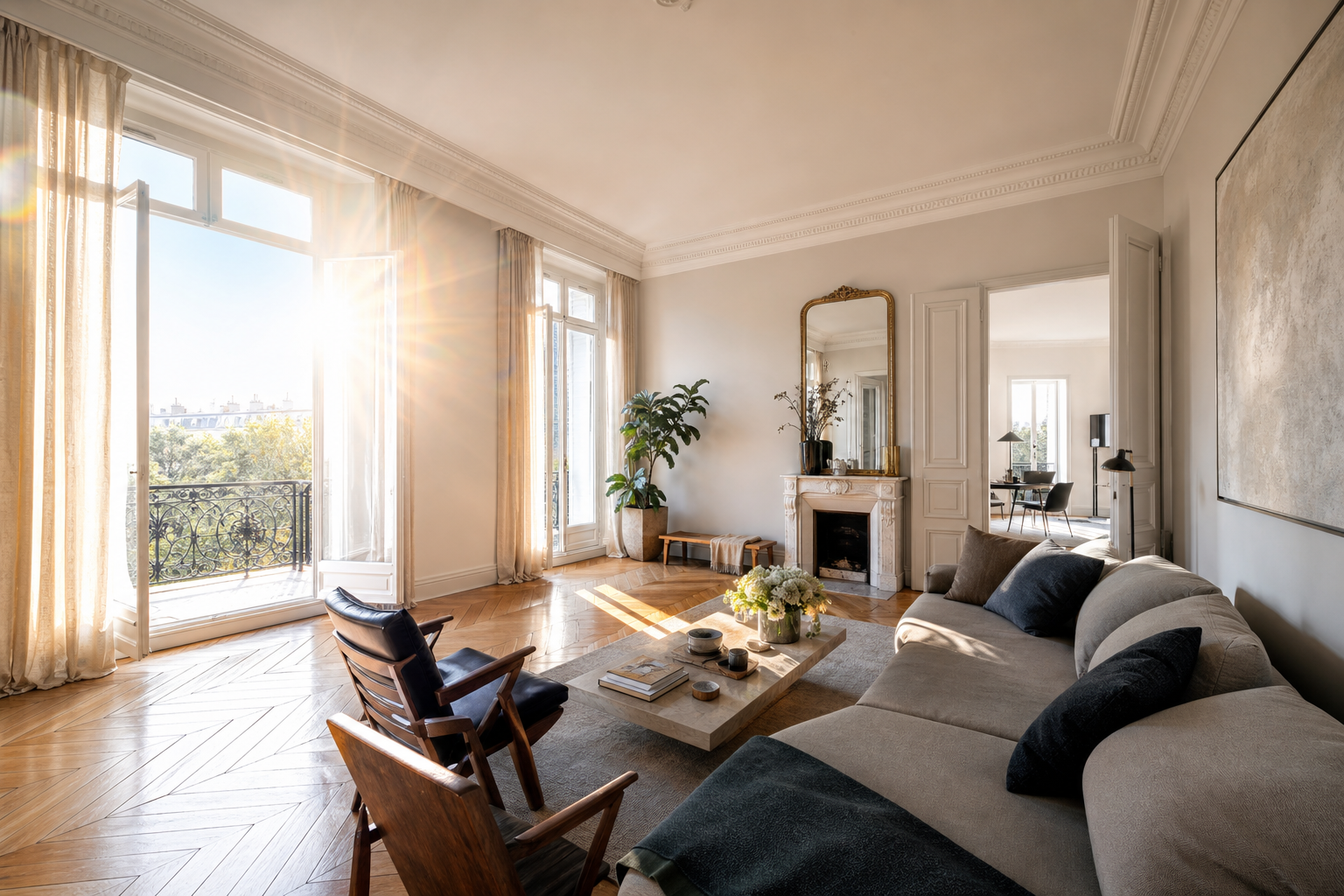 Photographie immobilière d'un intérieur baigné de lumière naturelle, par Surexposition à Poitiers