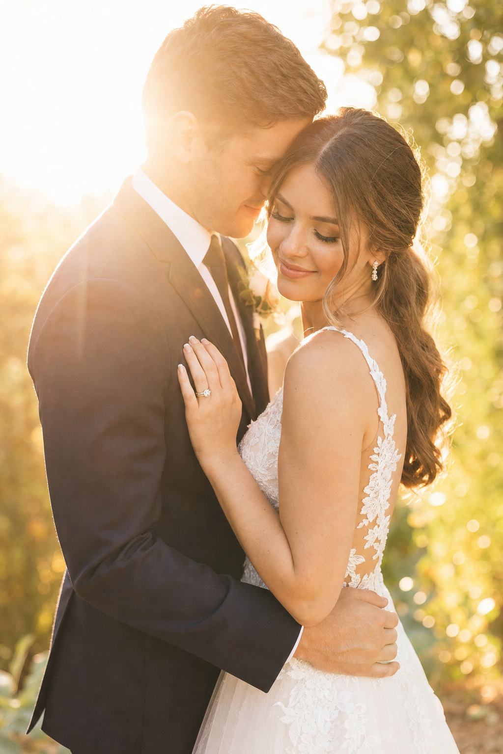 Reportage photo de mariage à contre-jour doré par Surexposition dans la Vienne